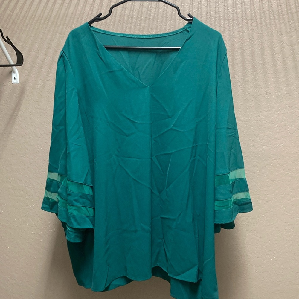 ELESOL Women's Swimsuit Cover Up 3/4 Bell Sleeve Beachwear 3XL Deep V-Neck
